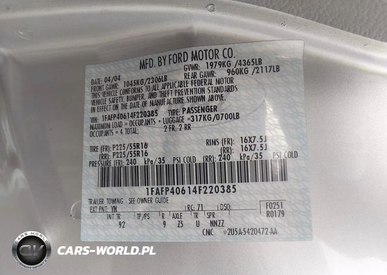 2004 Ford Mustang VIN:1FAFP40614F220385 - 9