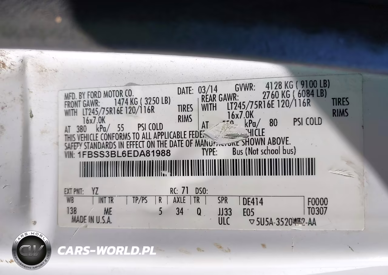 2014 Ford E-350 Super Duty Xlt VIN:1FBSS3BL6EDA81988 - 9