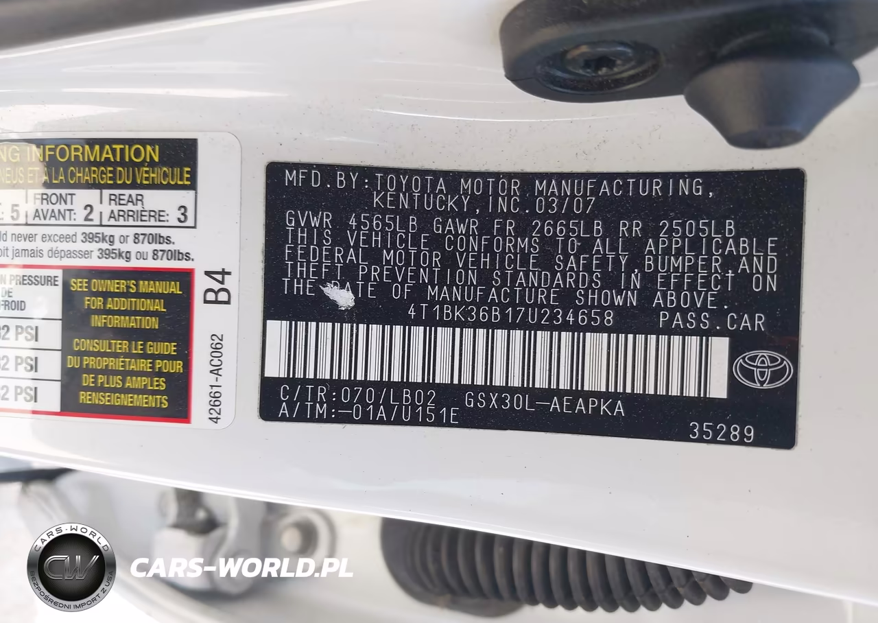 2007 Toyota Avalon Limited VIN:4T1BK36B17U234658 - 9