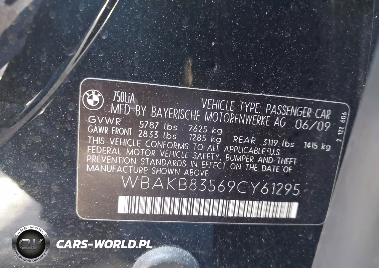 2009 BMW 750Li VIN:WBAKB83569CY61295 - 9
