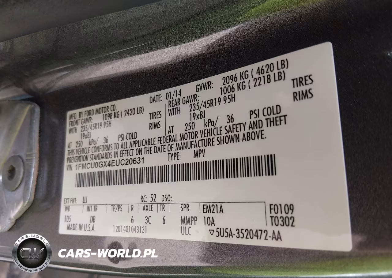 FORD ESCAPE SE VIN:1FMCU0GX4EUC20631 - 9