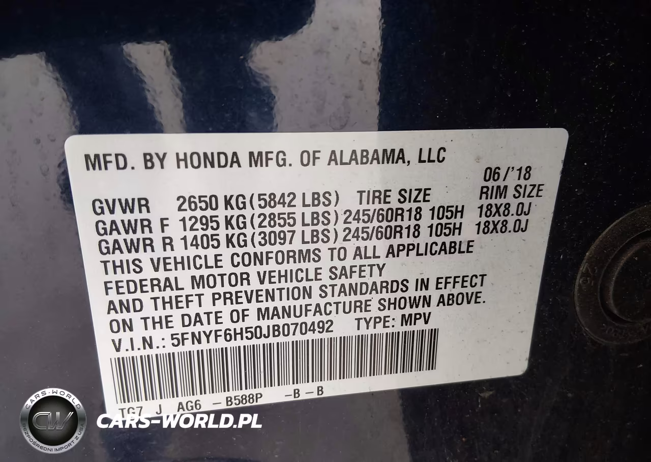 2018 Honda Pilot Ex-L VIN:5FNYF6H50JB070492 - 9