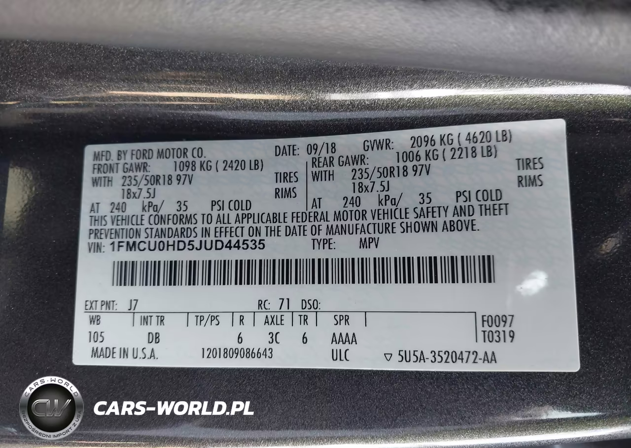 2018 Ford Escape Sel VIN:1FMCU0HD5JUD44535 - 9