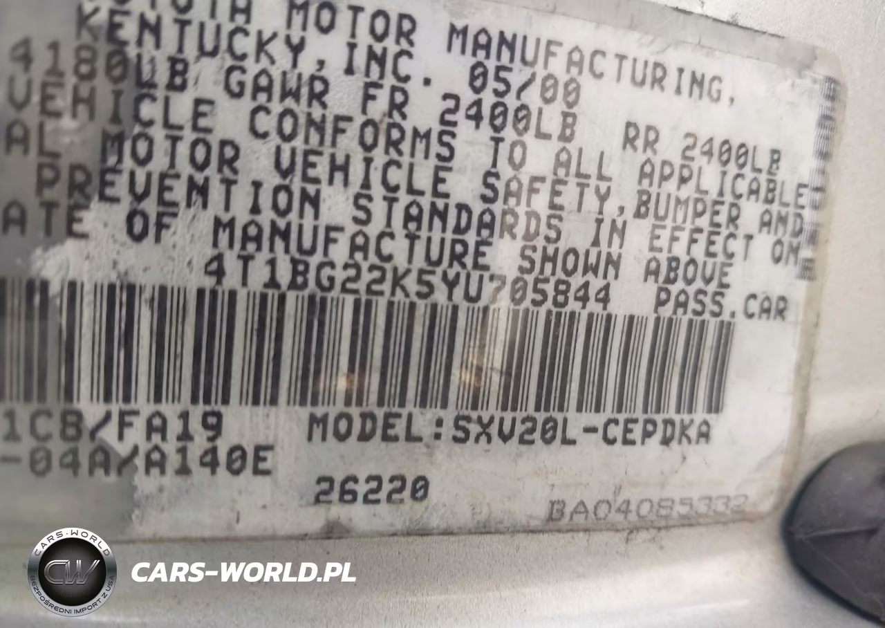 2000 Toyota Camry Ce VIN:4T1BG22K5YU705844 - 9
