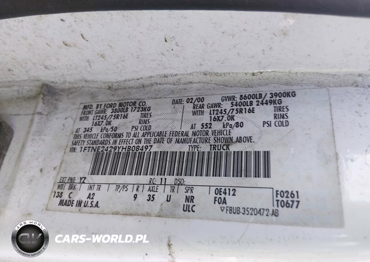 2000 Ford E-250 Commercial VIN:1FTNE2429YHB08497 - 9
