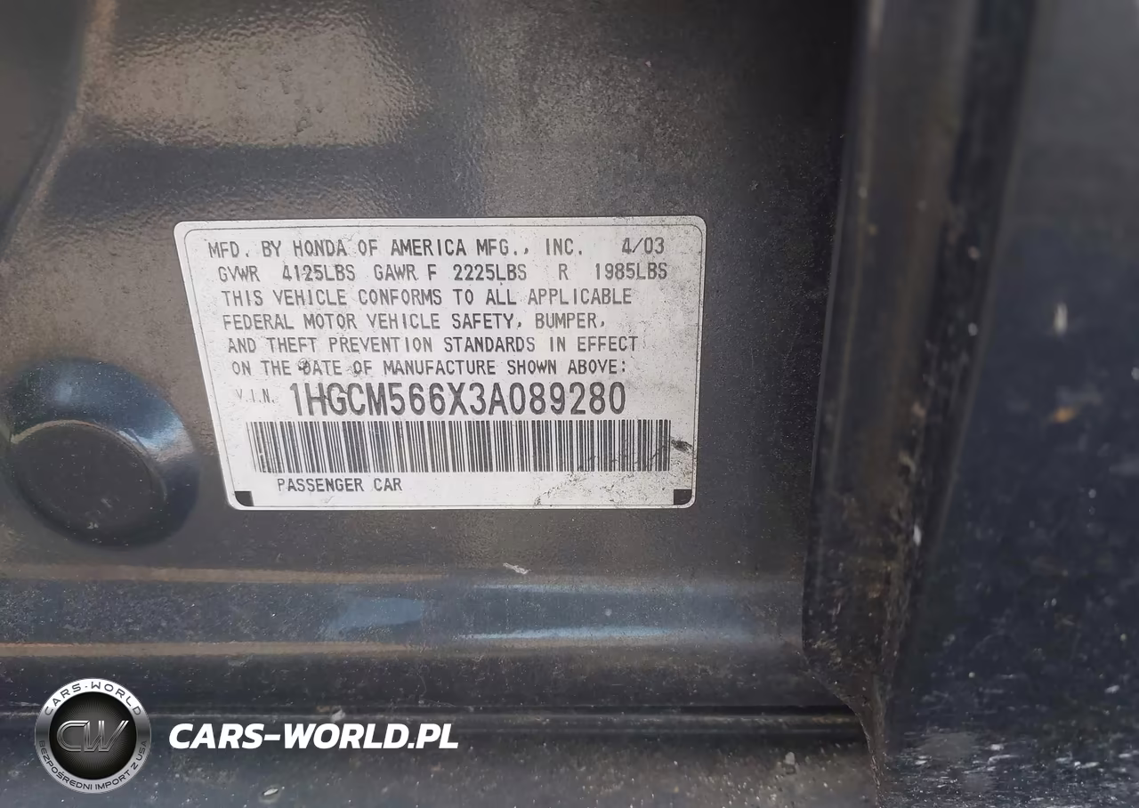 2003 Honda Accord Sdn Ex VIN:1HGCM566X3A089280 - 9
