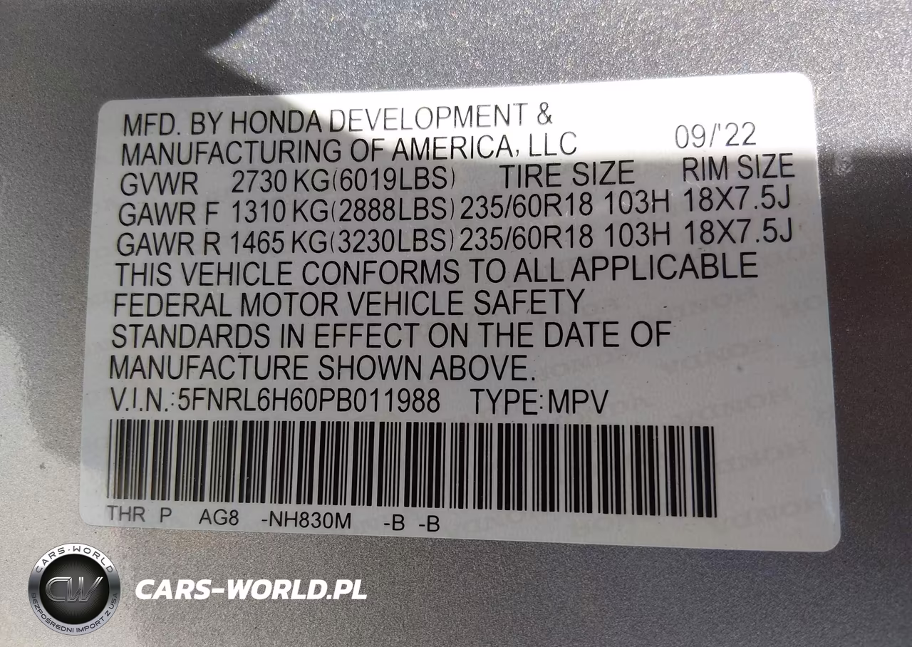 2023 Honda Odyssey Ex-L VIN:5FNRL6H60PB011988 - 9