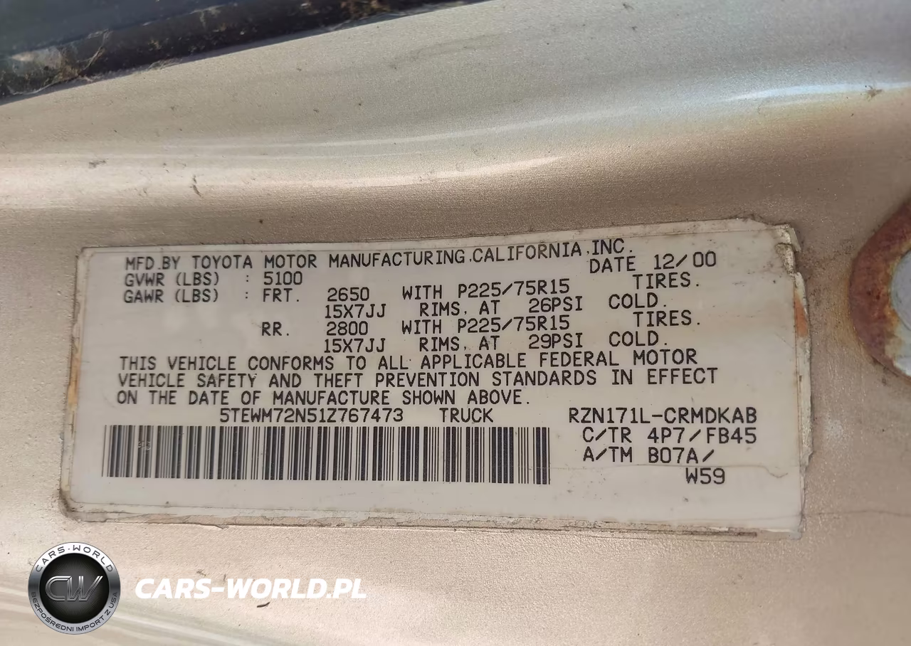 2001 Toyota Tacoma VIN:5TEWM72N51Z767473 - 9