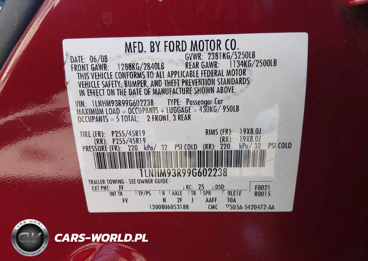 2009 Lincoln Mks VIN:1LNHM93R99G602238 - 9