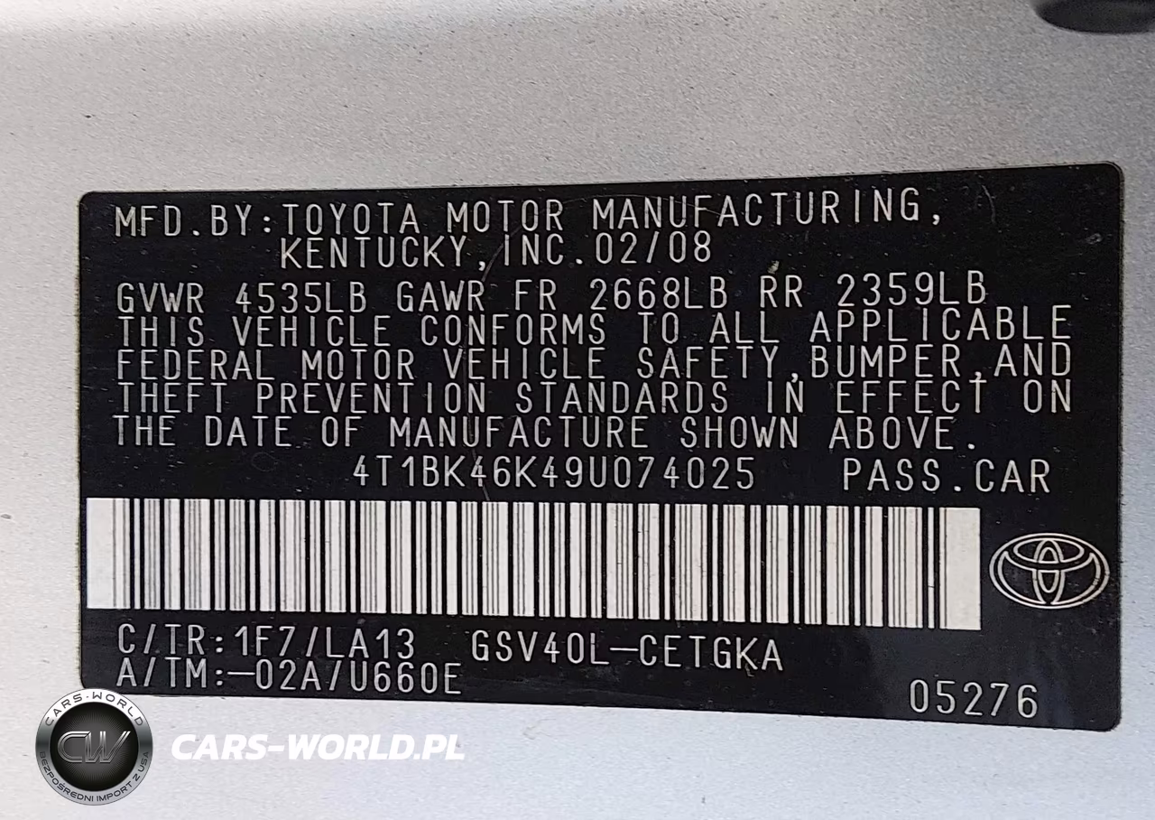 2009 Toyota Camry Xle V6 VIN:4T1BK46K49U074025 - 9