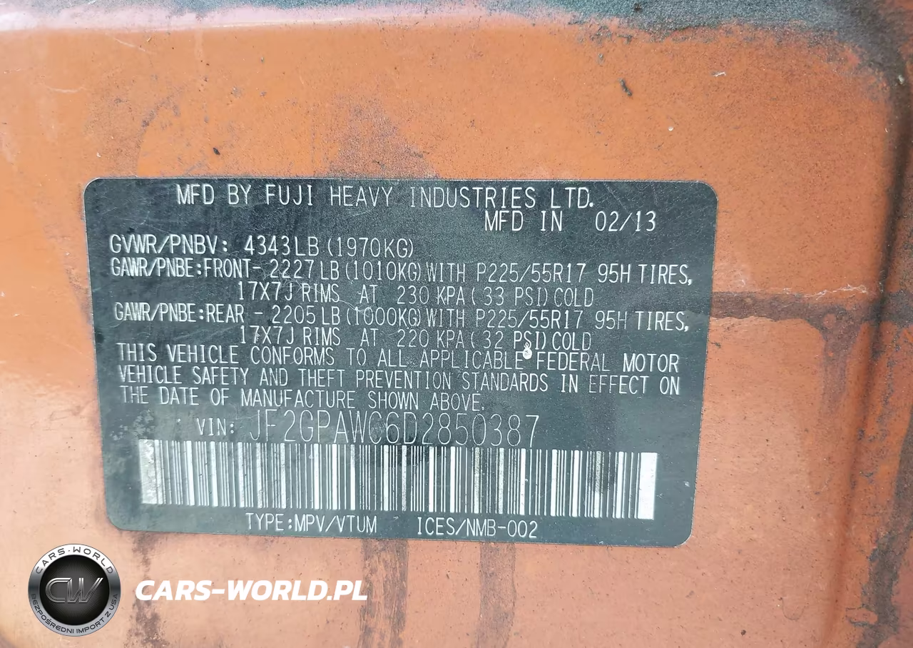 2013 Subaru Xv Crosstrek 2.0I Premium VIN:JF2GPAWC6D2850387 - 9