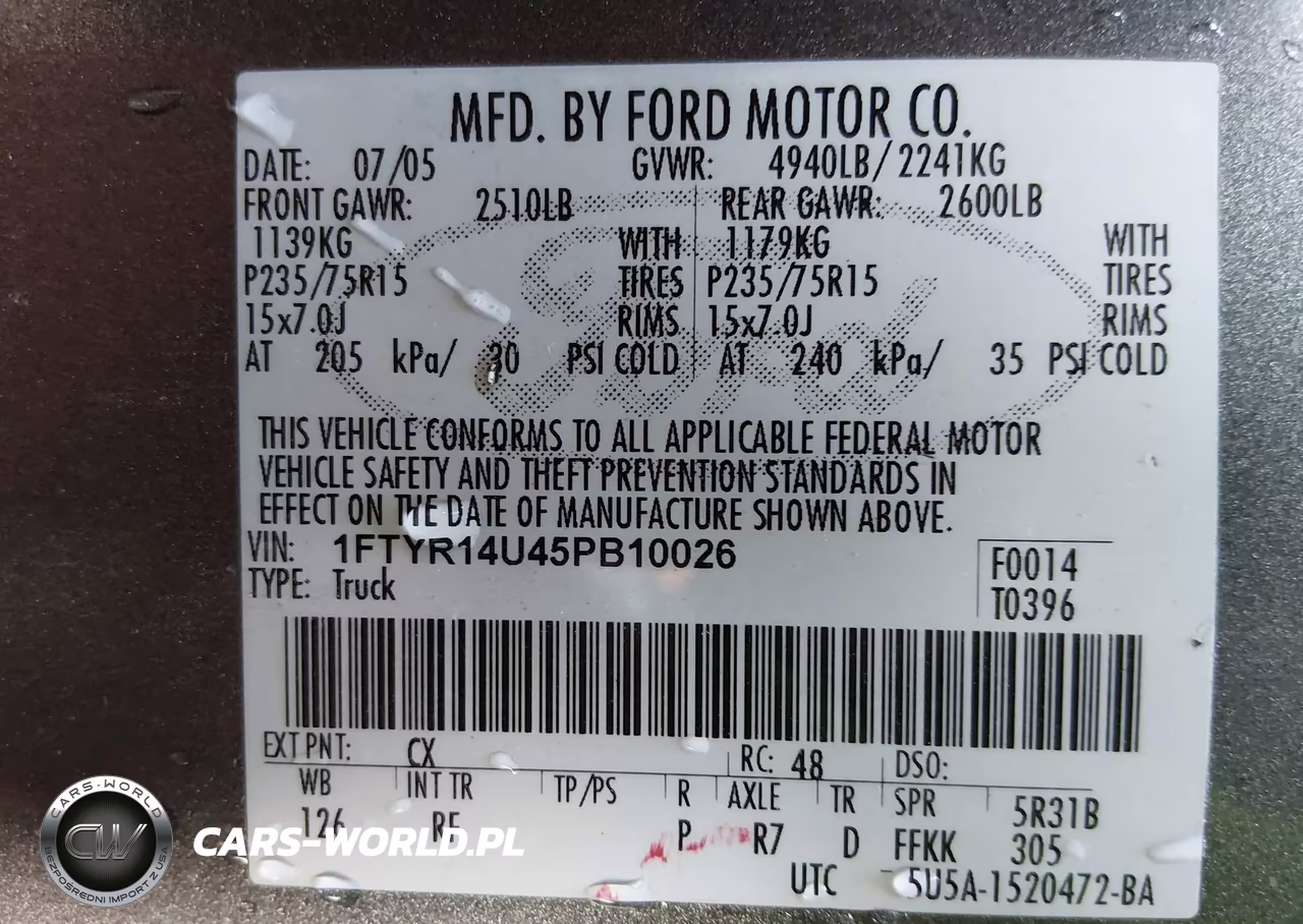2005 Ford Ranger Edge-Stx-Xl-Xlt VIN:1FTYR14U45PB10026 - 9