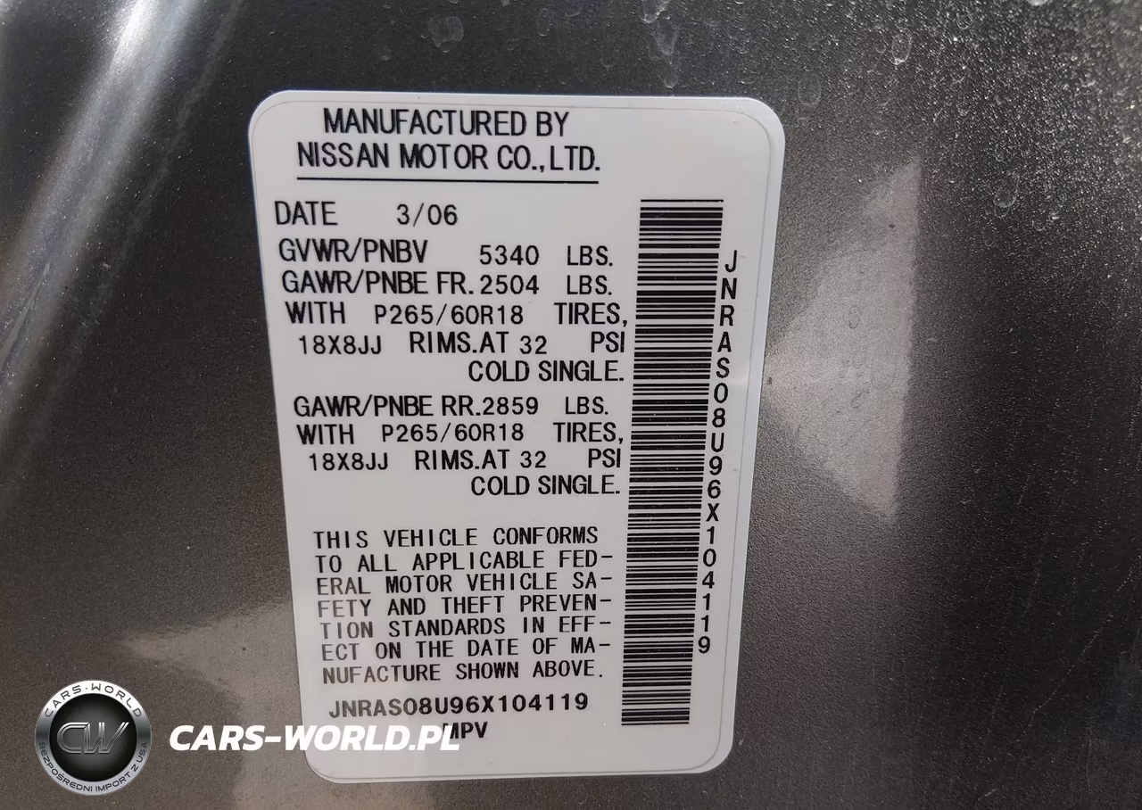 2006 Infiniti Fx35 VIN:JNRAS08U96X104119 - 9