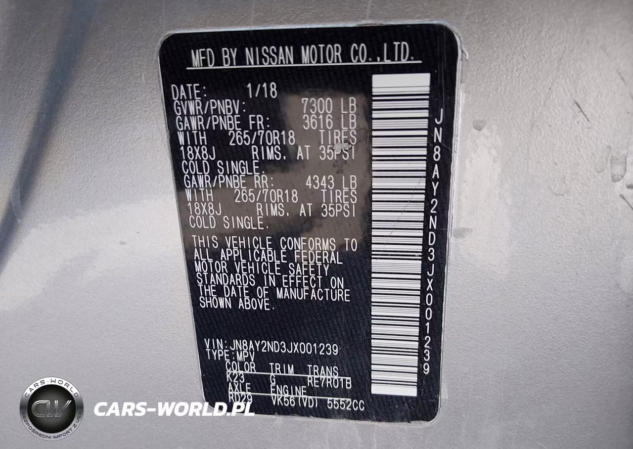 2018 Nissan Armada Sv VIN:JN8AY2ND3JX001239 - 9