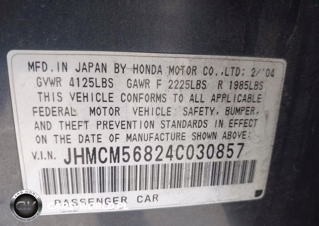 2004 Honda Accord 2.4 Ex VIN:JHMCM56824C030857 - 9