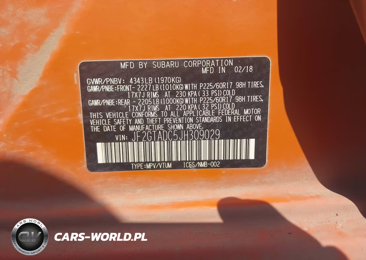 2018 Subaru Crosstrek 2.0I Premium VIN:JF2GTADC5JH309029 - 9