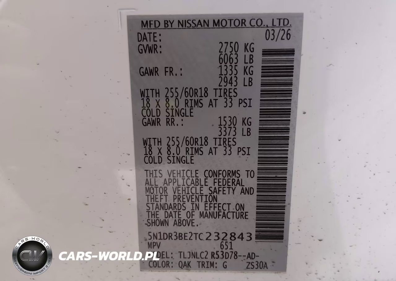 2026 Nissan Pathfinder Sv VIN:5N1DR3BE2TC232843 - 9