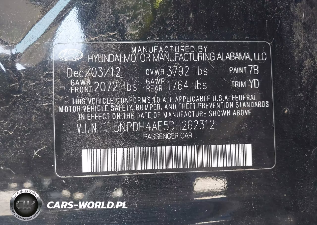 2013 Hyundai Elantra Gls VIN:5NPDH4AE5DH262312 - 9
