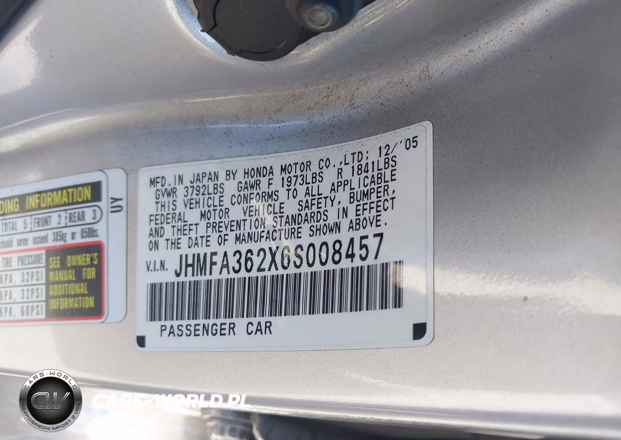 2006 Honda Civic Hybrid VIN:JHMFA362X6S008457 - 9