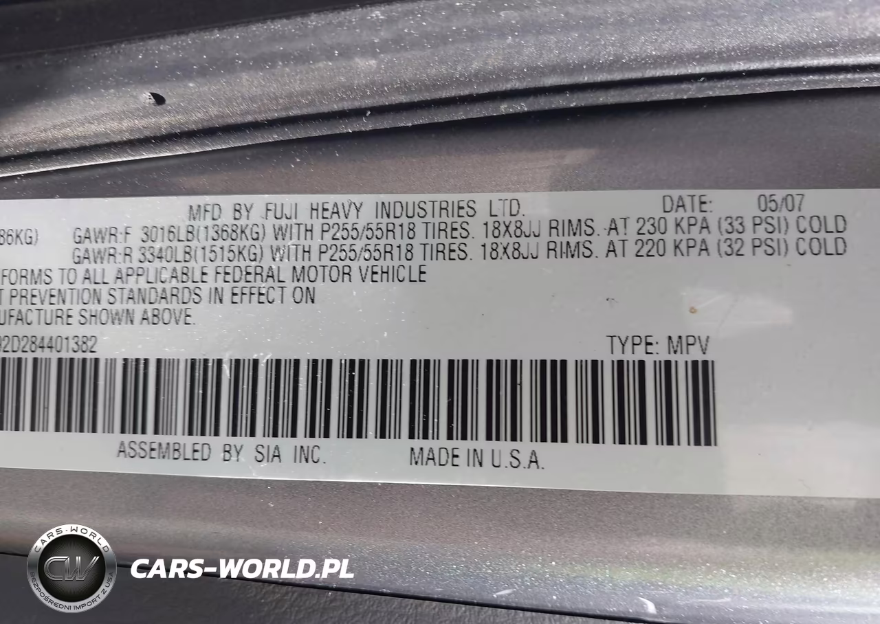 2008 Subaru Tribeca Limited 5-Passenger VIN:4S4WX92D284401382 - 9