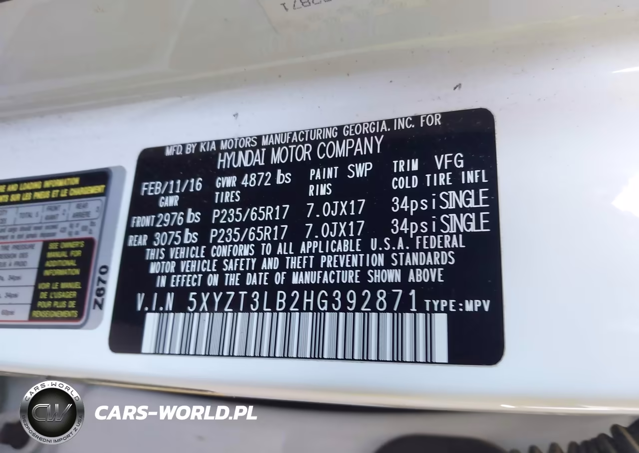 2017 Hyundai Santa Fe Sport 2.4L VIN:5XYZT3LB2HG392871 - 9
