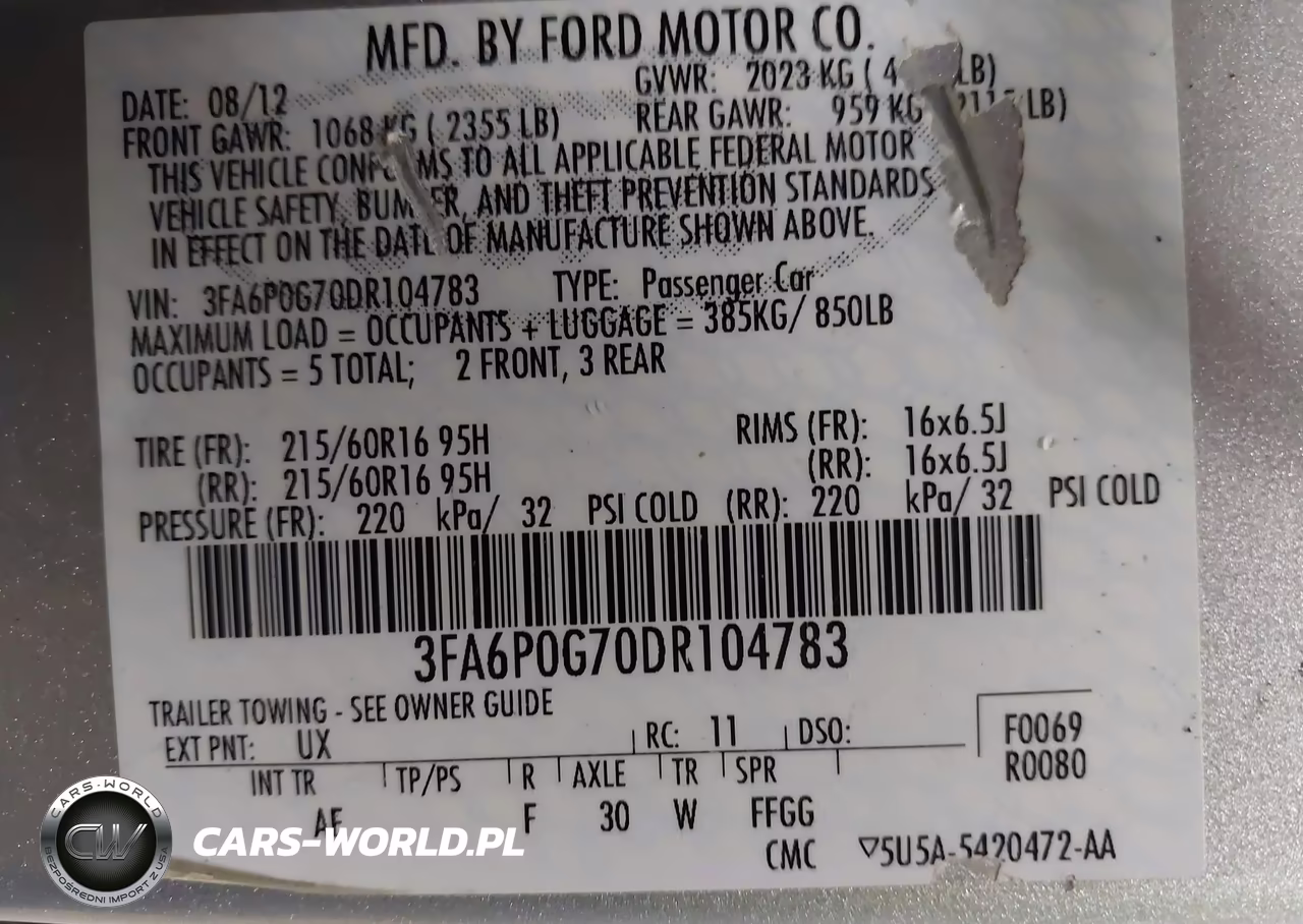 2013 Ford Fusion S VIN:3FA6P0G70DR104783 - 9