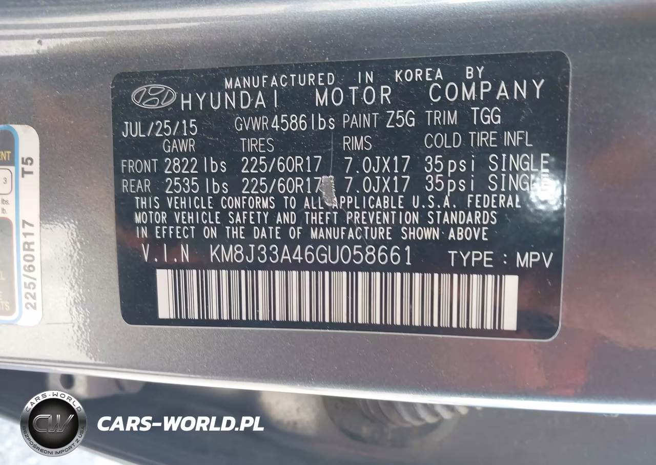 2016 Hyundai Tucson Se VIN:KM8J33A46GU058661 - 9