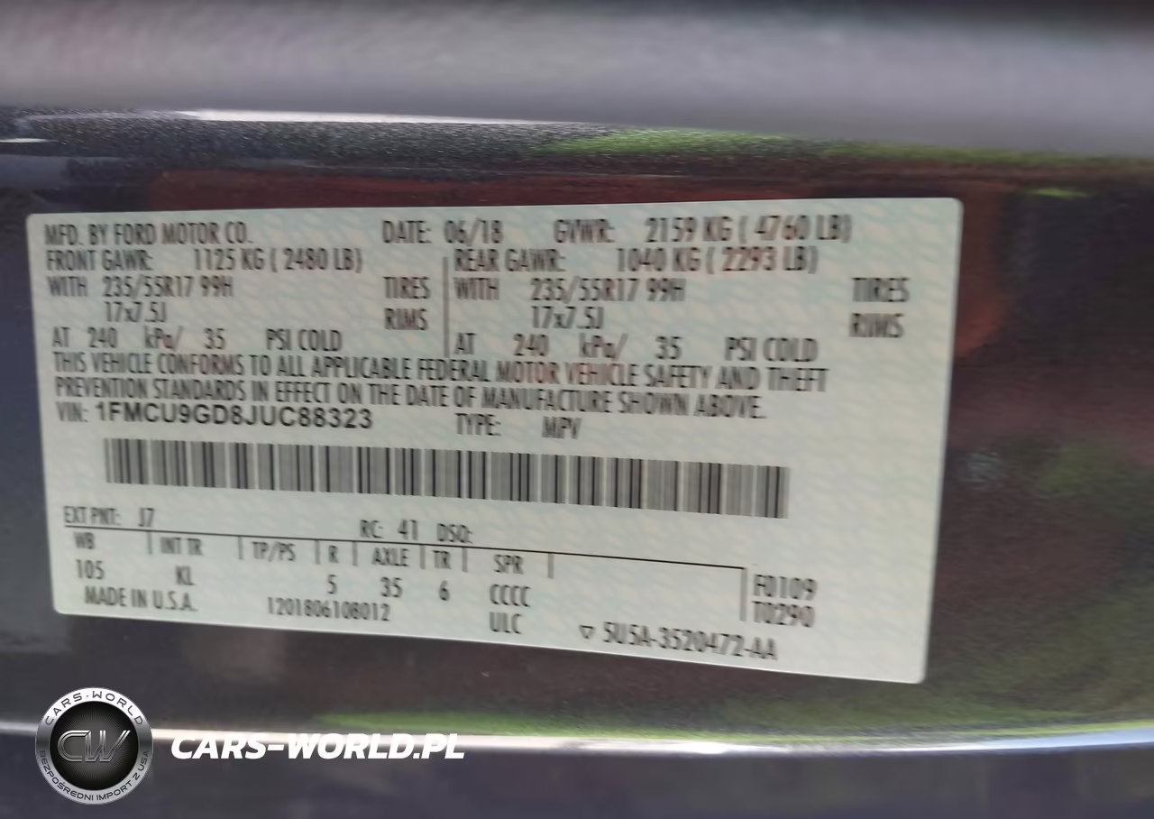 2018 Ford Escape Se VIN:1FMCU9GD8JUC88323 - 9