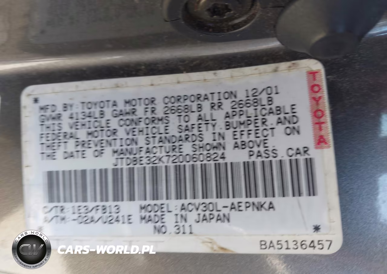 2002 Toyota Camry Le VIN:JTDBE32K720060824 - 9