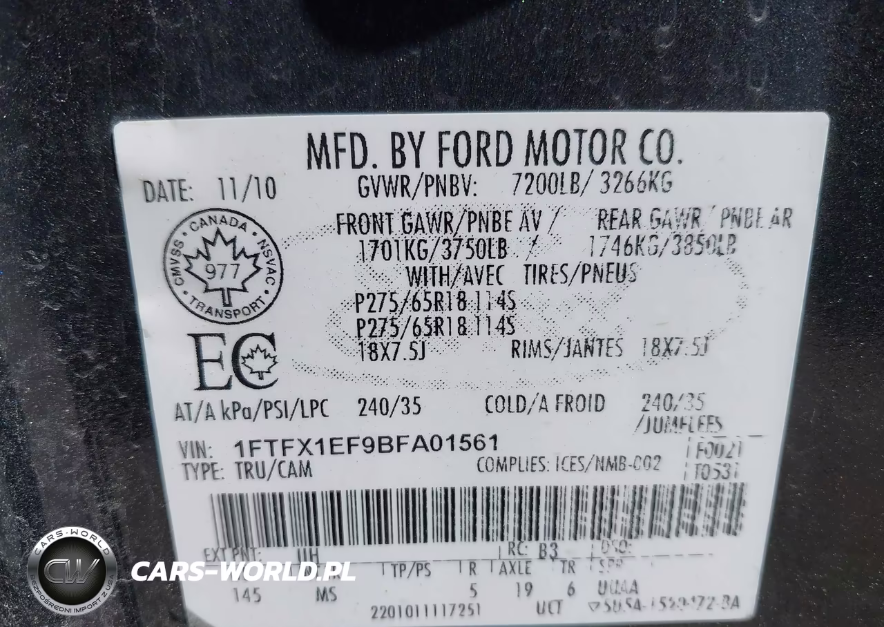 2011 Ford F-150 Fx4-Lariat-Stx-Xl-Xlt VIN:1FTFX1EF9BFA01561 - 9