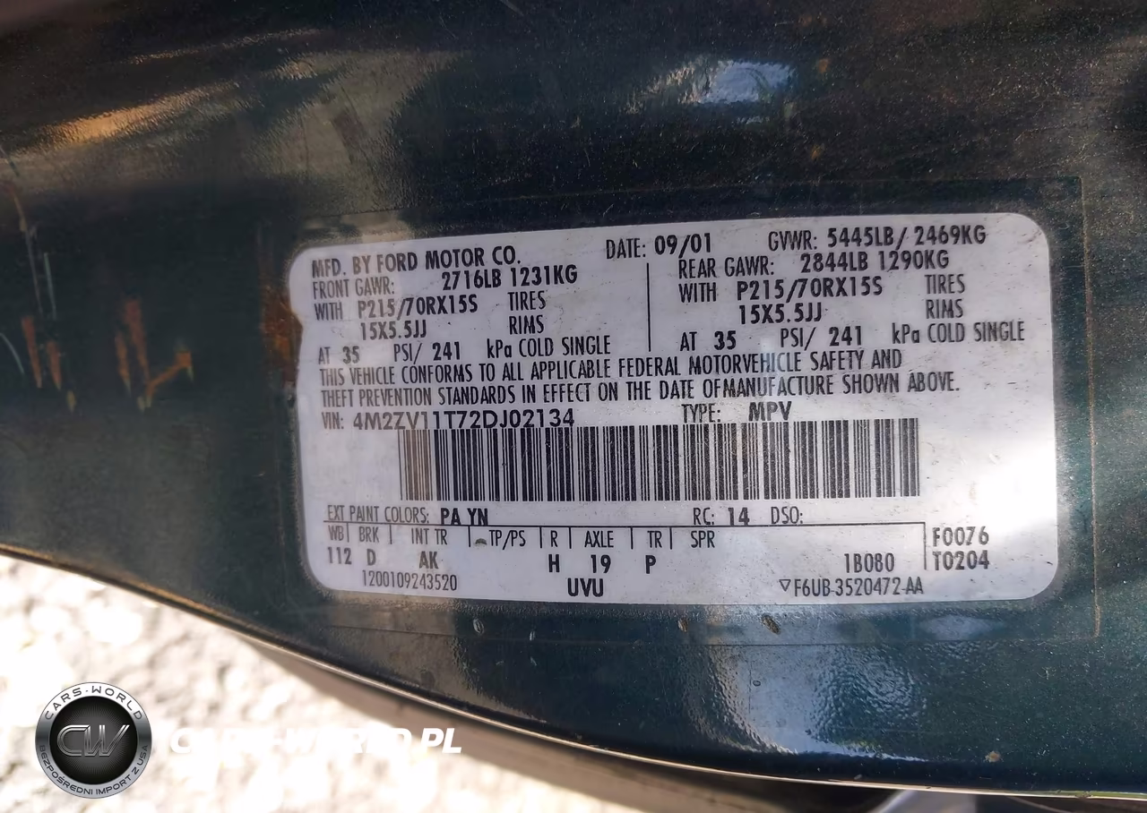 2002 Mercury Villager Value VIN:4M2ZV11T72DJ02134 - 9