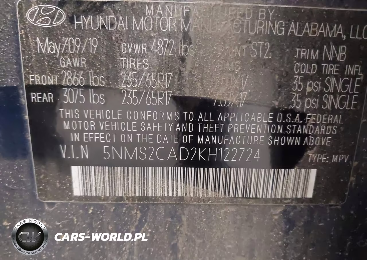 2019 Hyundai Santa Fe Se VIN:5NMS2CAD2KH122724 - 9