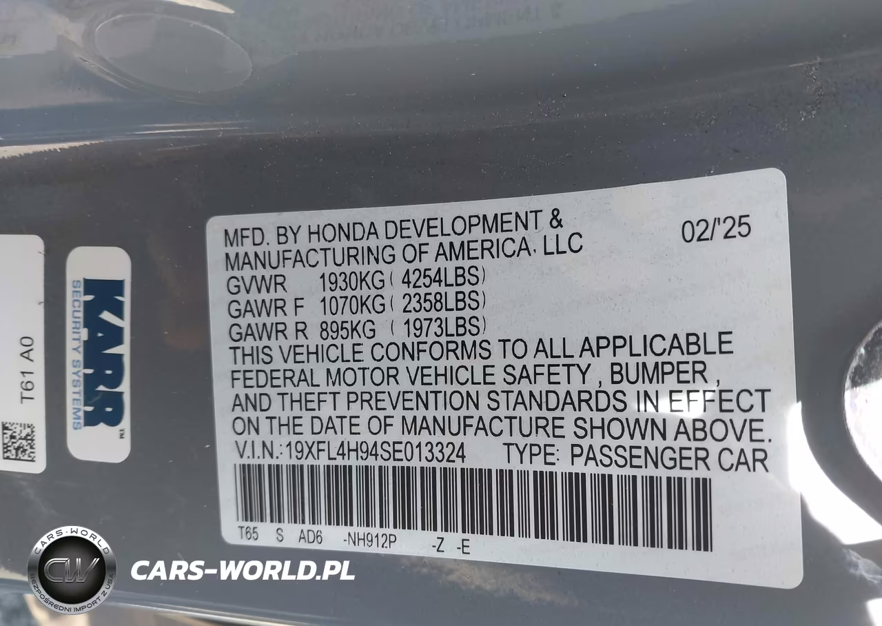 2025 Honda Civic Hybrid Sport Touring VIN:19XFL4H94SE013324 - 9