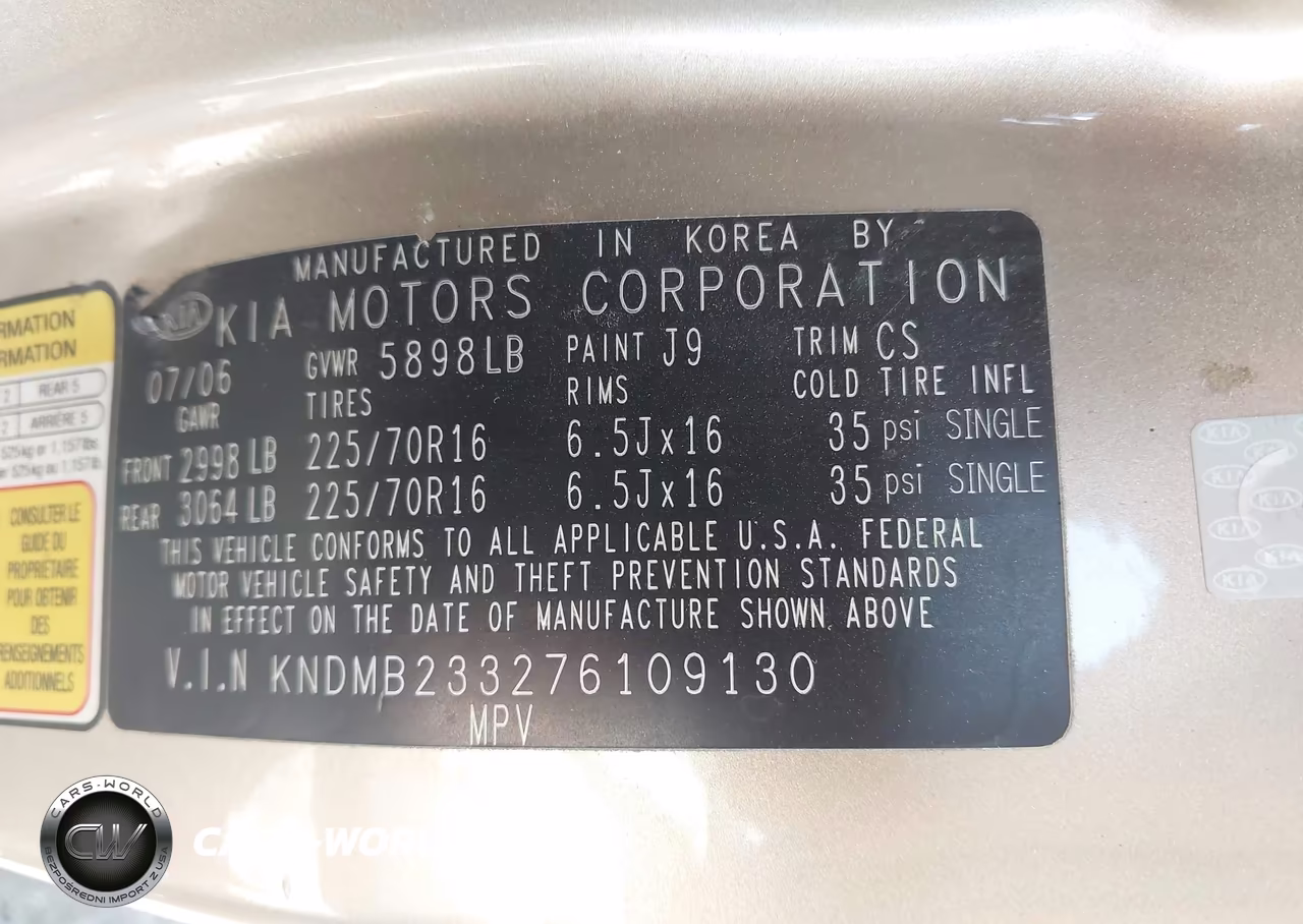 2007 Kia Sedona Lx VIN:KNDMB233276109130 - 9