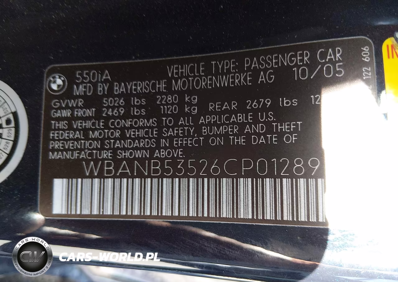 2006 BMW 550 I VIN:WBANB53526CP01289 - 9