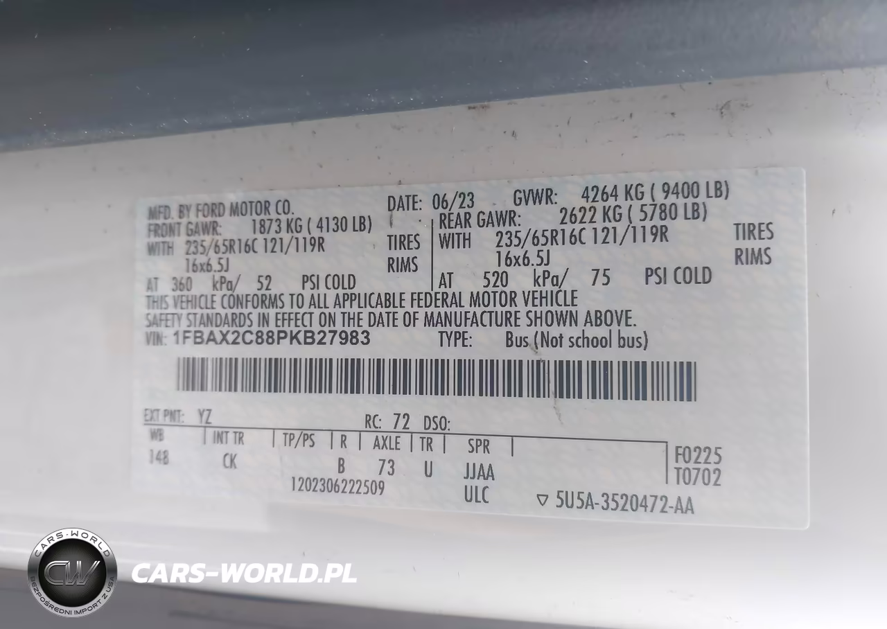 2023 Ford Transit-350 Passenger Van Xl-Xlt VIN:1FBAX2C88PKB27983 - 9