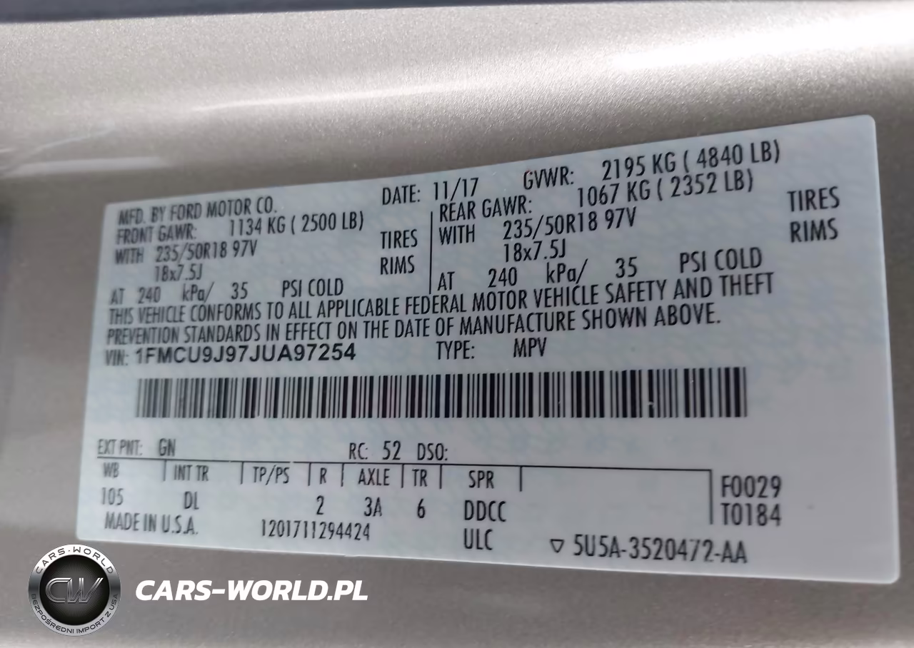 2018 Ford Escape Titanium VIN:1FMCU9J97JUA97254 - 9