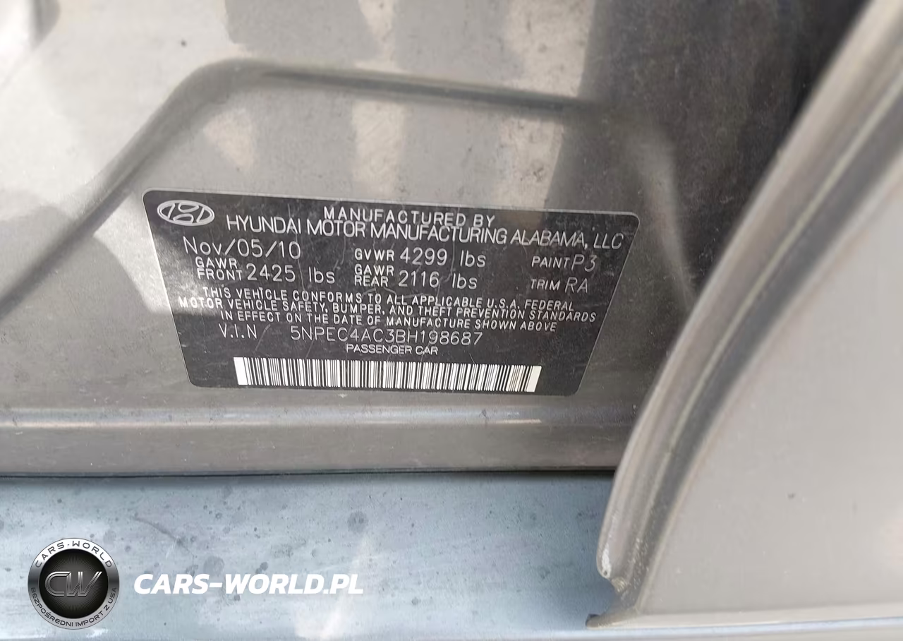2011 Hyundai Sonata Se VIN:5NPEC4AC3BH198687 - 9