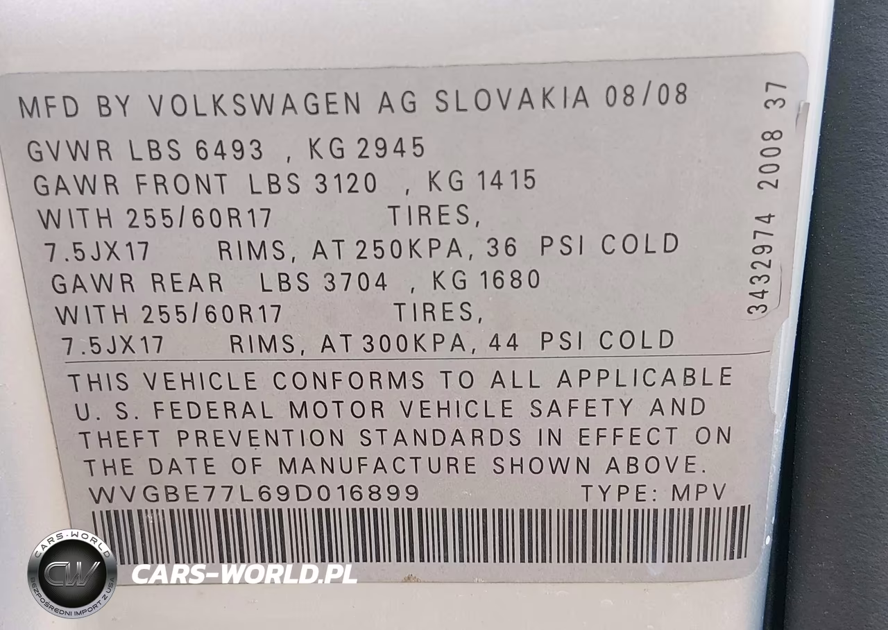 2009 Volkswagen Touareg 2 Vr6 Fsi VIN:WVGBE77L69D016899 - 9