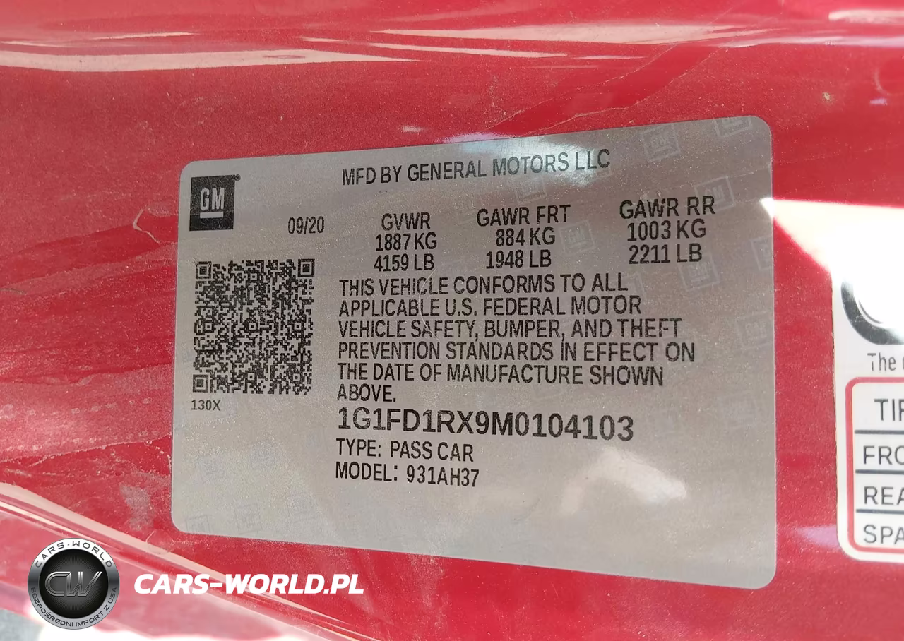 2021 Chevrolet Camaro Rwd 2Lt VIN:1G1FD1RX9M0104103 - 9