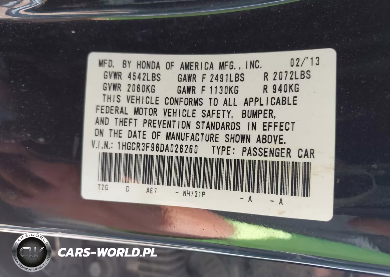 2013 Honda Accord Touring VIN:1HGCR3F96DA026260 - 9