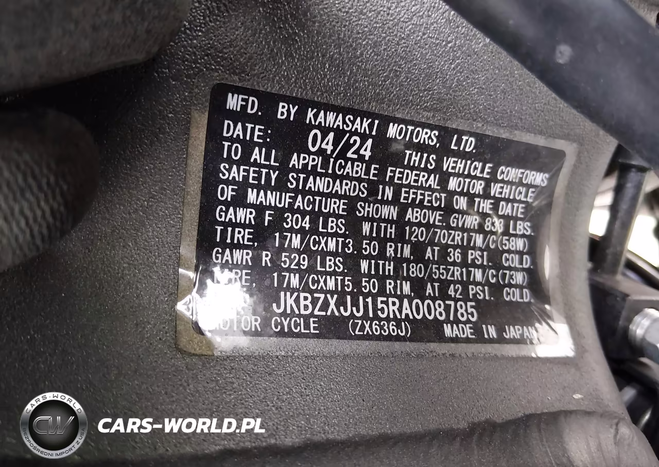 2024 Kawasaki Zx636 K VIN:JKBZXJJ15RA008785 - 10