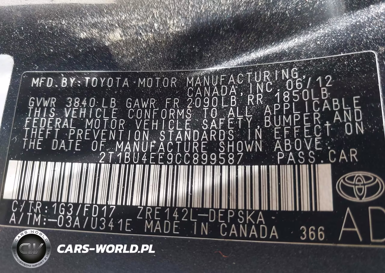 2012 Toyota Corolla S VIN:2T1BU4EE9CC899587 - 9