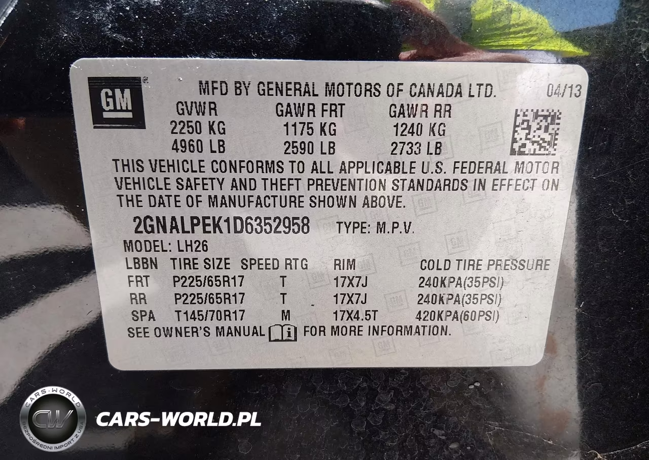 2013 Chevrolet Equinox Lt VIN:2GNALPEK1D6352958 - 9