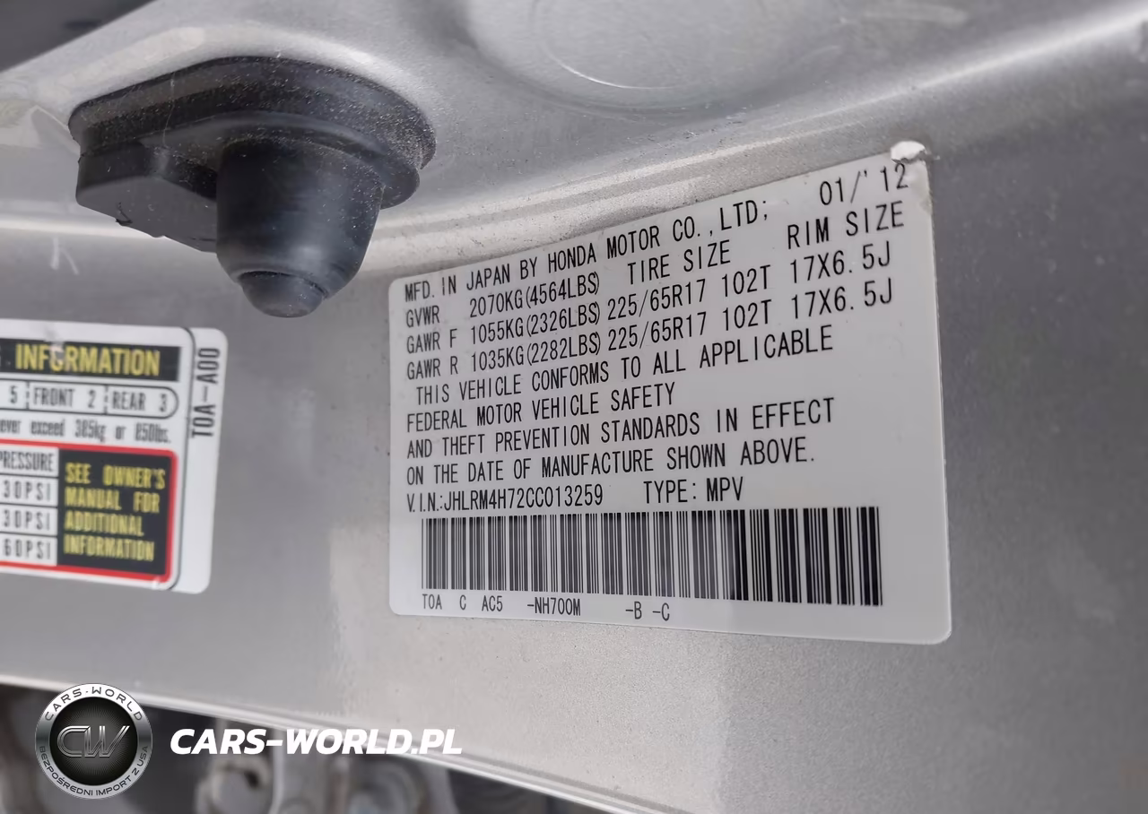 2012 Honda Cr-V Ex-L VIN:JHLRM4H72CC013259 - 9