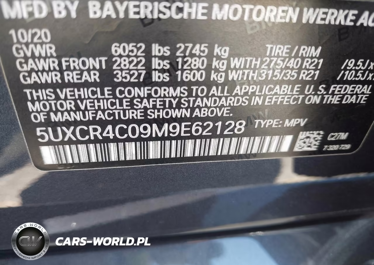2021 BMW X5 Sdrive40I VIN:5UXCR4C09M9E62128 - 9