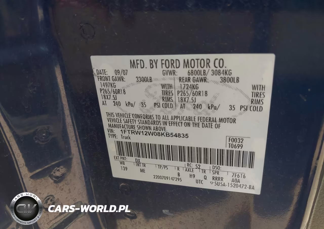 2008 Ford F-150 60Th Anniversary-Fx2-Xl-Xlt VIN:1FTRW12W08KB54835 - 9