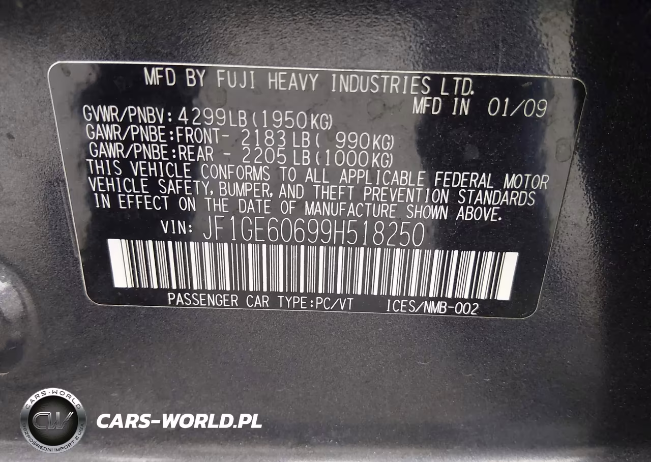 2009 Subaru Impreza 2.5I VIN:JF1GE60699H518250 - 9