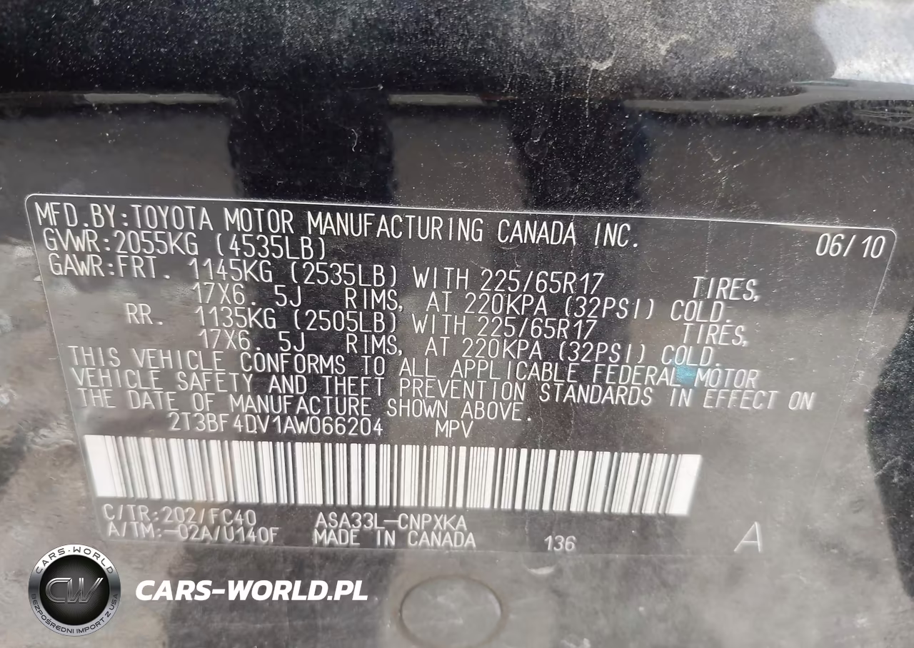 2010 Toyota Rav4 VIN:2T3BF4DV1AW066204 - 9