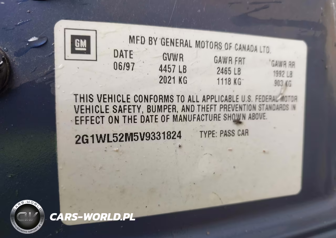 1997 Chevrolet Lumina Police VIN:2G1WL52M5V9331824 - 9